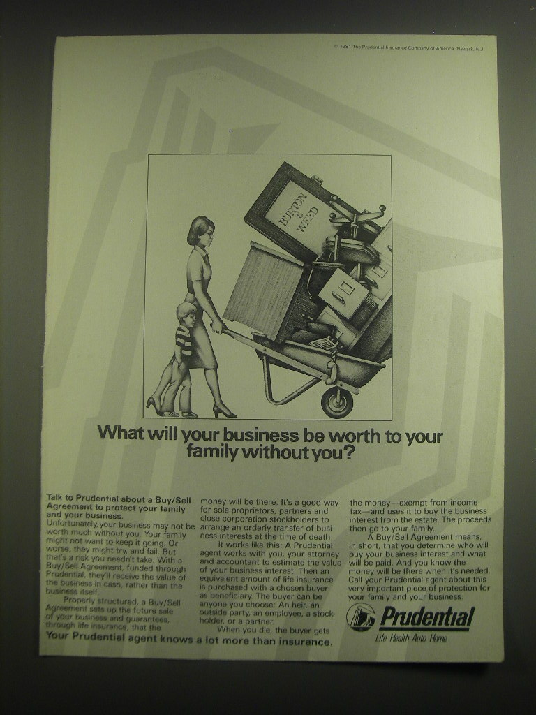 ［非売品］Welcome to The Prudential 1982 Prudential Insurance Ad - What will your business be worth to