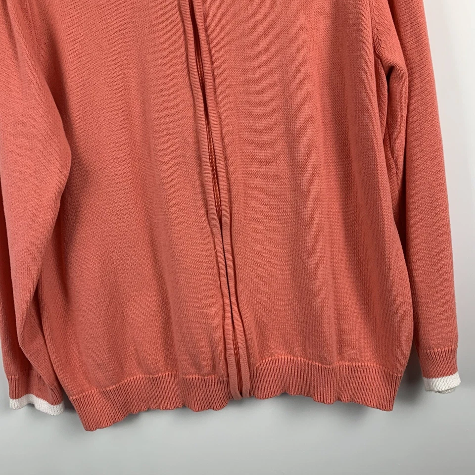 Denim & Co. Mujer Melocotón Manga Larga Cremallera Frontal Cárdigan Suéter Talla Grande 1X Foto 3 de 4