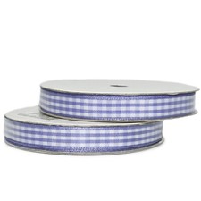 10 Yards Lavender Pastel Purple White Gingham Ribbon - 3/8" Wide