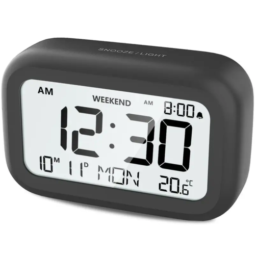 Cyfrowy budzik Temperatura Wyświetlacz LCD Snooze Zegar cyfrowy Sypialnia Dom - Zdjęcie 1 z 9