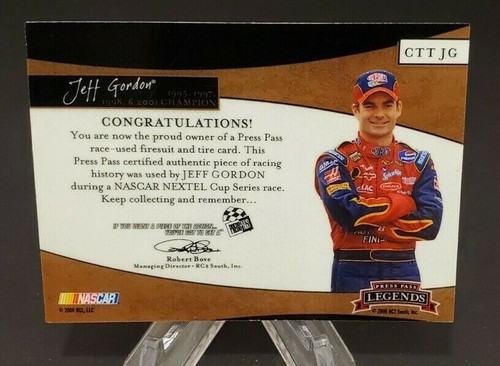 2006 Press Pass Legends Champion Threads & Treads Silver Jeff Gordon 154/299 - Picture 3 of 3