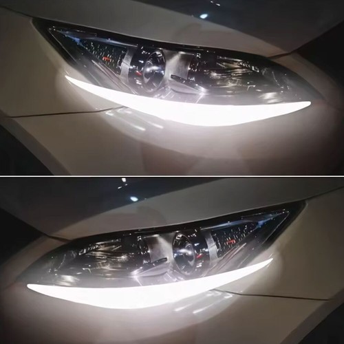 2Pcs Car Headlight Eyebrow Reflective Sticker Safety Warning Decor Accessories . - Picture 5 of 15