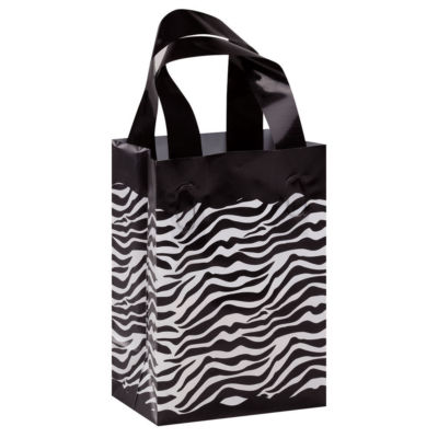 Plastic Bags Zebra Print 100 Retail Gift Frosty Merchandise 5'' x 7'' x 3'' Frosted