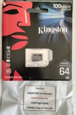 Kingston Canvas Select Plus 64GB Class 10 - microSDXC Memory Card 