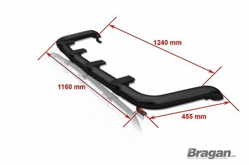 Barra de luz de techo + abrazadera para Iveco Daily 2014 + techo plano barra de punto superior de acero - NEGRA - Imagen 6 de 6