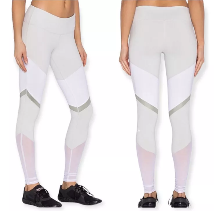 alo Yoga Alosoft Sheila Leggings mid Rise Sage green White Mesh