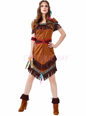 Mesdames 3 Pièce Rose Native Indian Squaw Pocahontas Fancy Dress - Foto 10