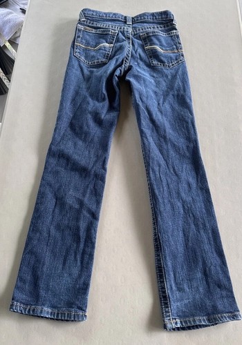 Ariat B5 Slim Jeans Youth Boys 14 Blue Bootcut Distressed Western Dark Wash - Picture 6 of 12