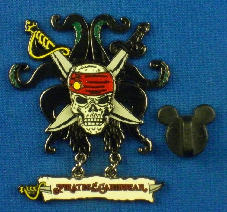 Pirates of the Caribbean Skull Swords Tentacles Dangle Pin # 47080