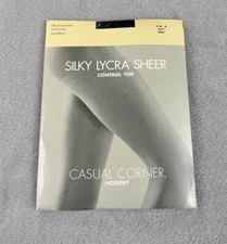 Casual Corner Hosiery Silky Lycra Sheer Control Top Pantyhose Size B Navy