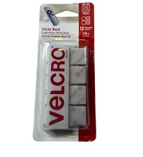 Velcro Sticky-Back Hook and Loop Square Fasteners on Strips 7/8" White 12
