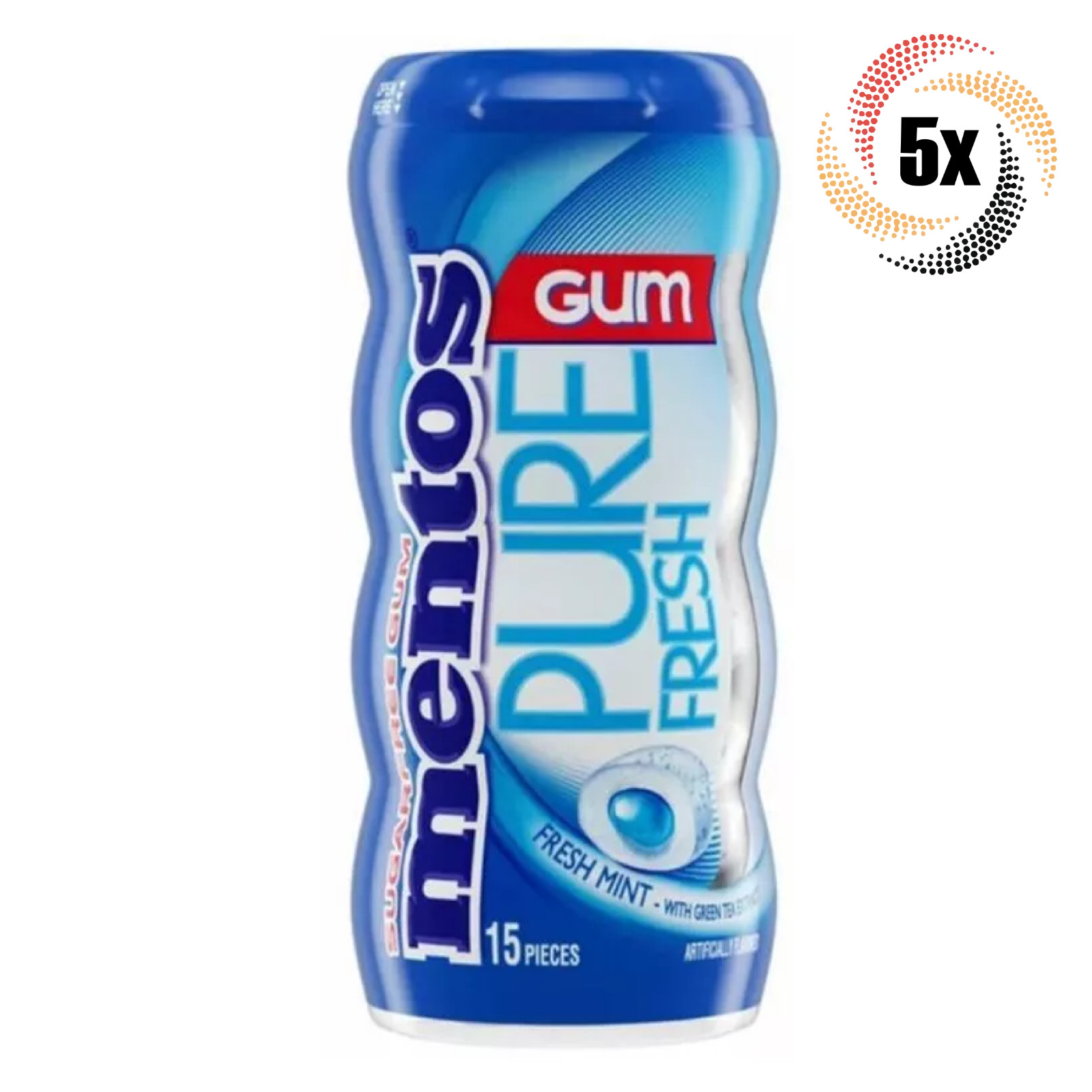 5 флаконов жевательной резинки Mentos Pure со вкусом свежей мяты по 15 штук в каждом 106 унции 3690₽