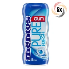 5x Bottles Mentos Pure Fresh Mint Flavor Gum | 15 Pieces Each | 1.06oz