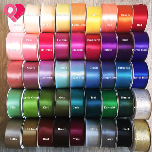 1.5" Bridal Satin Ribbon Glitter Metallic Taffeta Gift Trim Bulk 38mm 1-25 yards - Picture 1 of 11