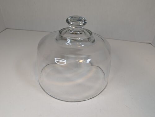 Glass Dome Clear Cloche Glass Knob Decor Food Replacement 6" Diameter 5.5" Heigh