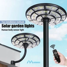 360° 11000W Commercial LED Solar Street Lights Dusk Dawn Outdoor Yard Light+Pole