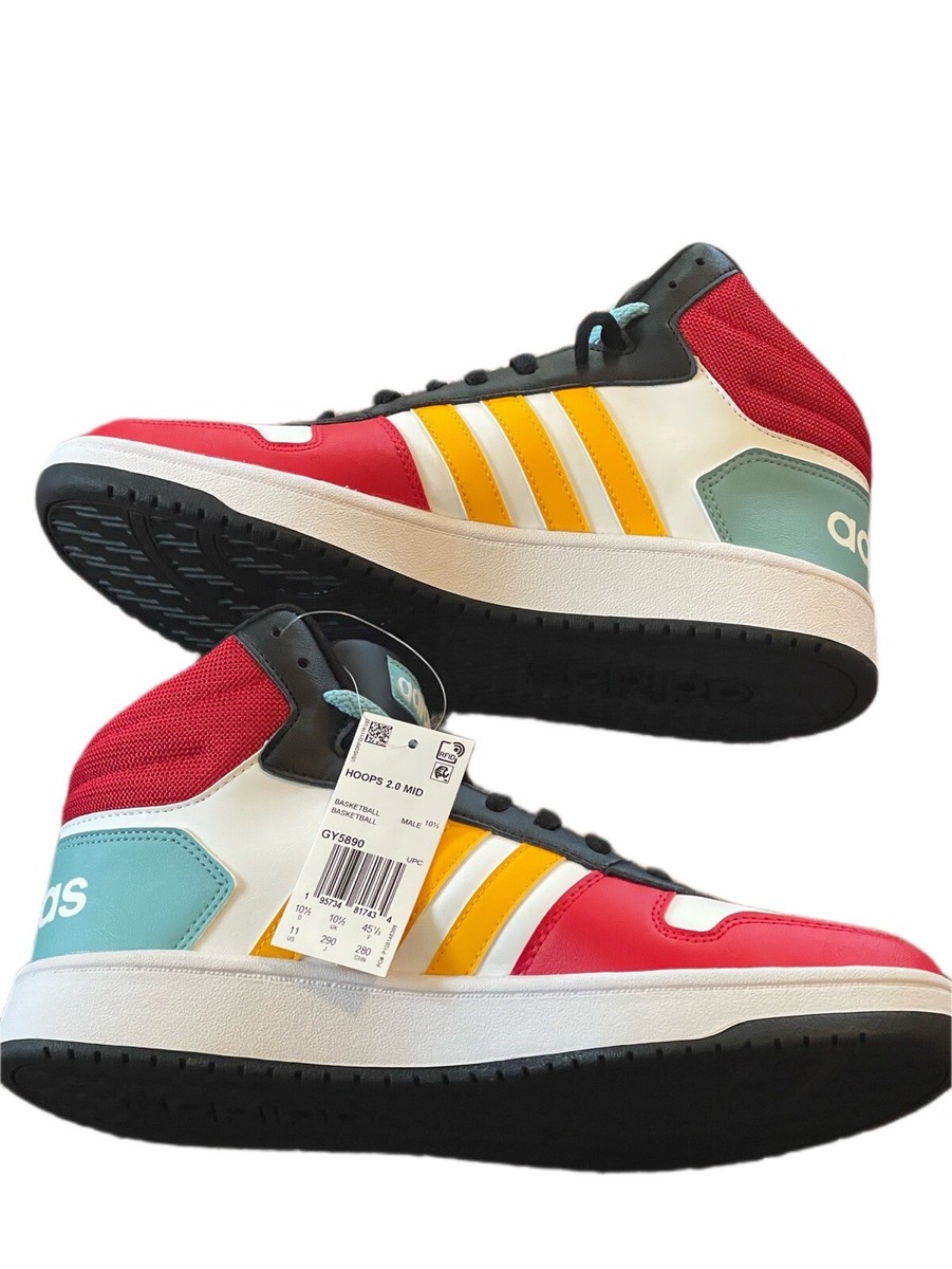 Adidas Hoops 2.0 MID White/multicolor Basketball Shoes Mens