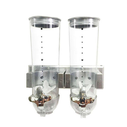 2 Pack 3L Wall Mounted Cereal Dispenser Dry Food Candy Storage Container Silver