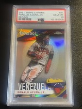 2021 Topps Chrome #B1 Ronald Acuna Jr Beisbol PSA 10 Low Pop J