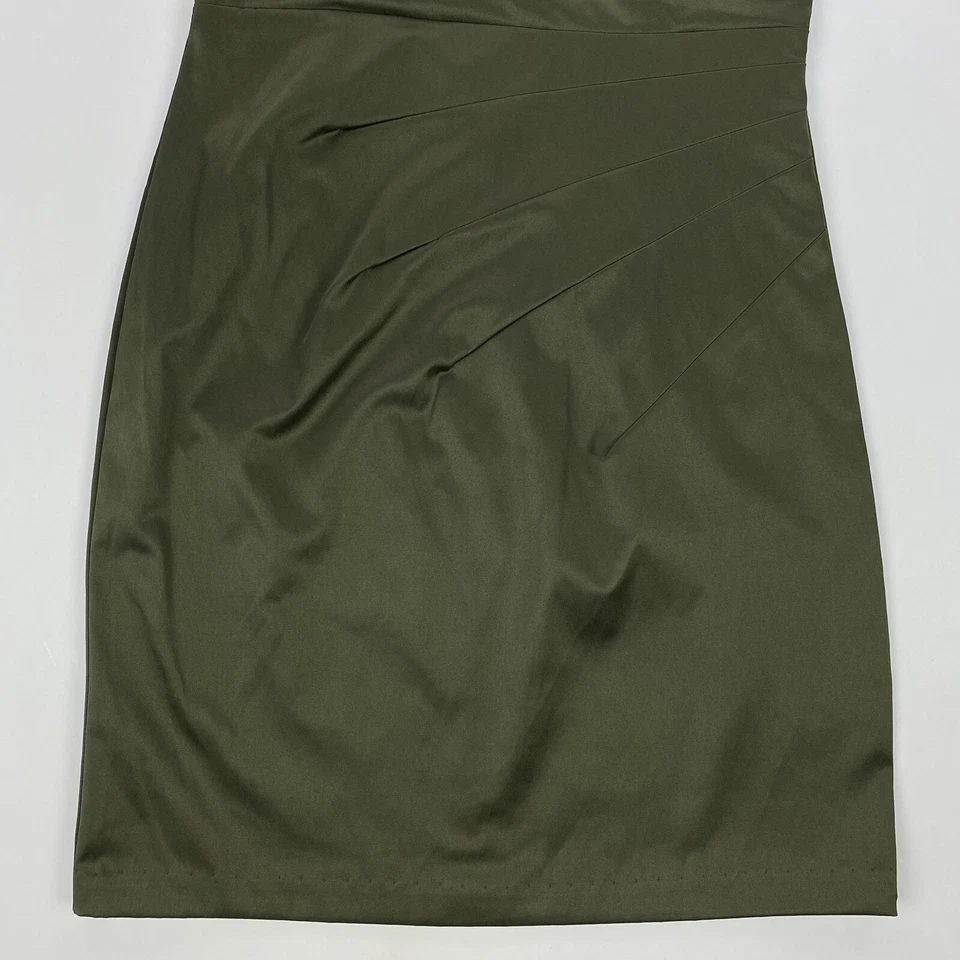 Sexy Vestido Mystic S Verde Oliva Funda Satén Sin Tirantes Corto Plisado Cóctel Foto 3 de 4
