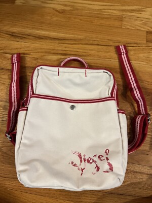 Diesel Backpack White With Red Strip Woman Nylon
