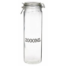 Large Glass Storage Jar With Air Tight Sealed Metal Clamp Lid Tall Kitchen Cruet