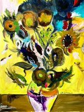 Flower Large Oil Painting Floral ORIGINAL Art Sunflower Van Gogh Modern Art 3D