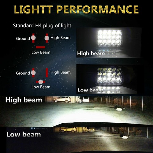 DOT 4x 4X6" LED Headlights Hi/Lo 75W White Light Bulbs Sealed Beam Fog Headlamp - Picture 4 of 8