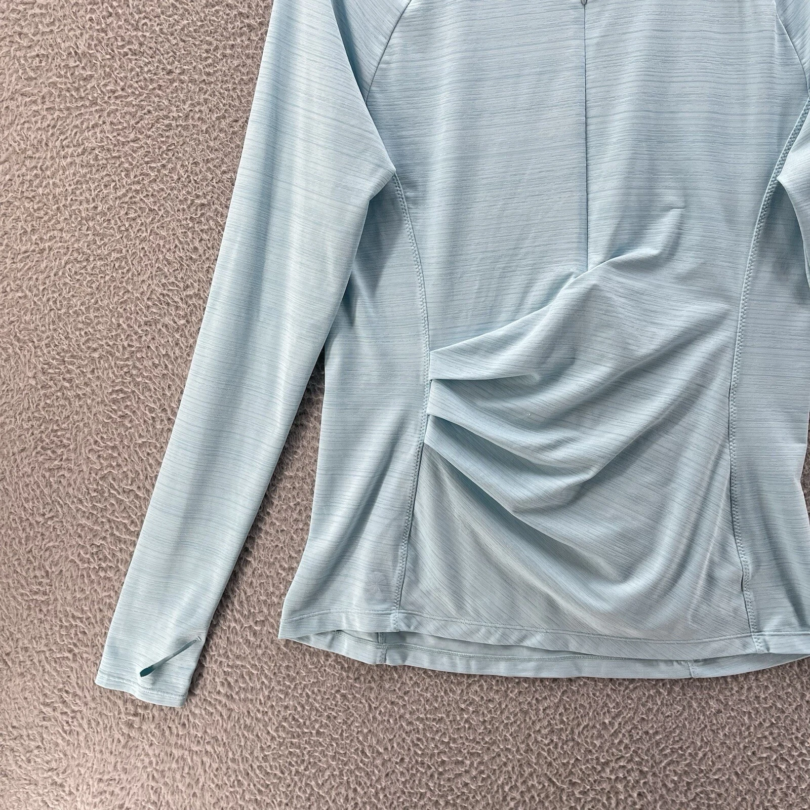 athleta workout half zip ruched long sleeve performance shirt