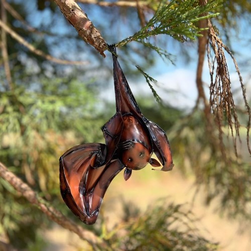 Handmade Hanging bat Fair Trade Tin Metal Fruit Bat - Picture 13 of 24