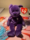 1997 Ty Beanie Baby Princess Diana Purple Bear Retired Beanbag Plush Toy VTG