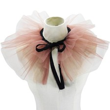 Renaissance Tulle Ruffled Faux Collar Layered Mesh Clown Victorian Neck Ruff