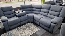 Roma 2C2 Recliner Linen Sofa with Cupholders/Luxury, Comfortable/Black Grey