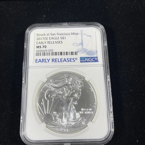 2017-(S)  Silver Eagle Struck at San Francisco Mint NGC MS70 Early Release