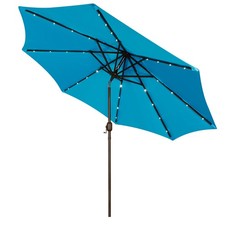 9 ft Solar Umbrella, 32 LED Lighted Patio Umbrella, Table Market Umbrella, Ou...