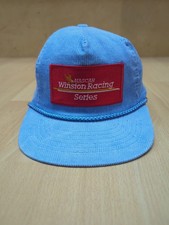 Vintage NASCAR Winston Cup Series TRUCKER SnapBack Cap Hat Baby Blue Corduroy
