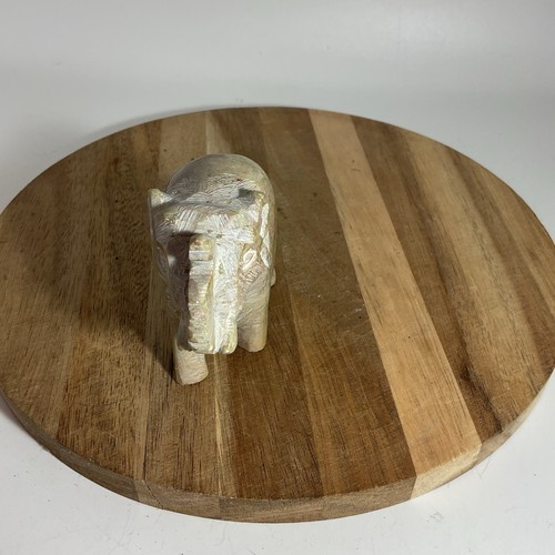 Stone Elephant Figurine 2.5” Carved Greenish - Picture 4 of 5