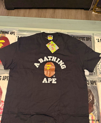 A Bathing Ape BAPE Black Ape Head Logo Graphic Crew Neck Tee Short Sleeve XL