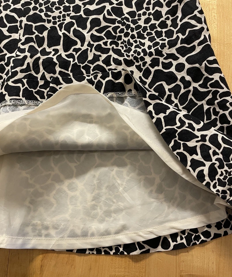 Falda de lino con estampado de jirafa Merona para mujer talla 12 forrada oficina completa academia preppy Foto 4 de 4