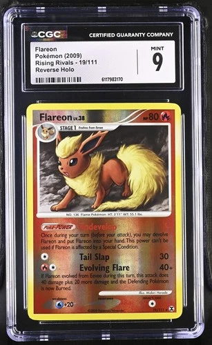 CGC 9 MINT Flareon 2009 Rising Rivals 19/111 Reverse Holo Pokemon Card