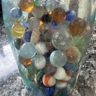 Vintage Blue Glass Ball Jar Full Of Marbles Over 3 Pounds — photo 6