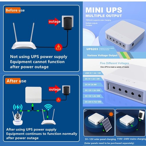 Mini UPS Uninterrupted Power Supply 13200Mah 48.84Wh Lithium Ion Backup Battery - Picture 7 of 8