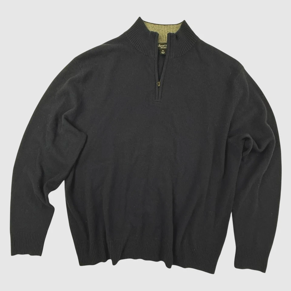 Suéter Daniel Bishop Manga Larga 1/4 Cremallera Cachemira XL Azul Marino Clásico Preppy Foto 2 de 4