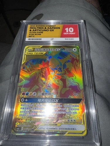 Shining Synergy Moltres & Zapdos & Articuno GX #185 Ultra Rare Ace 10 CN