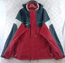 Columbia Core Interchange Jacket Mens Extra Large Red Black Full Zip Hood *Read