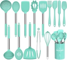 Silicone Cooking Utensil Set,  15Pcs Silicone Cooking Kitchen Utensils Set, Non-