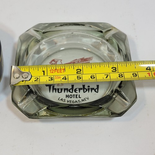 2 Las Vegas Casino Vintage Glass Ashtrays Golden Nugget and Thunderbird Hotel - Picture 7 of 8