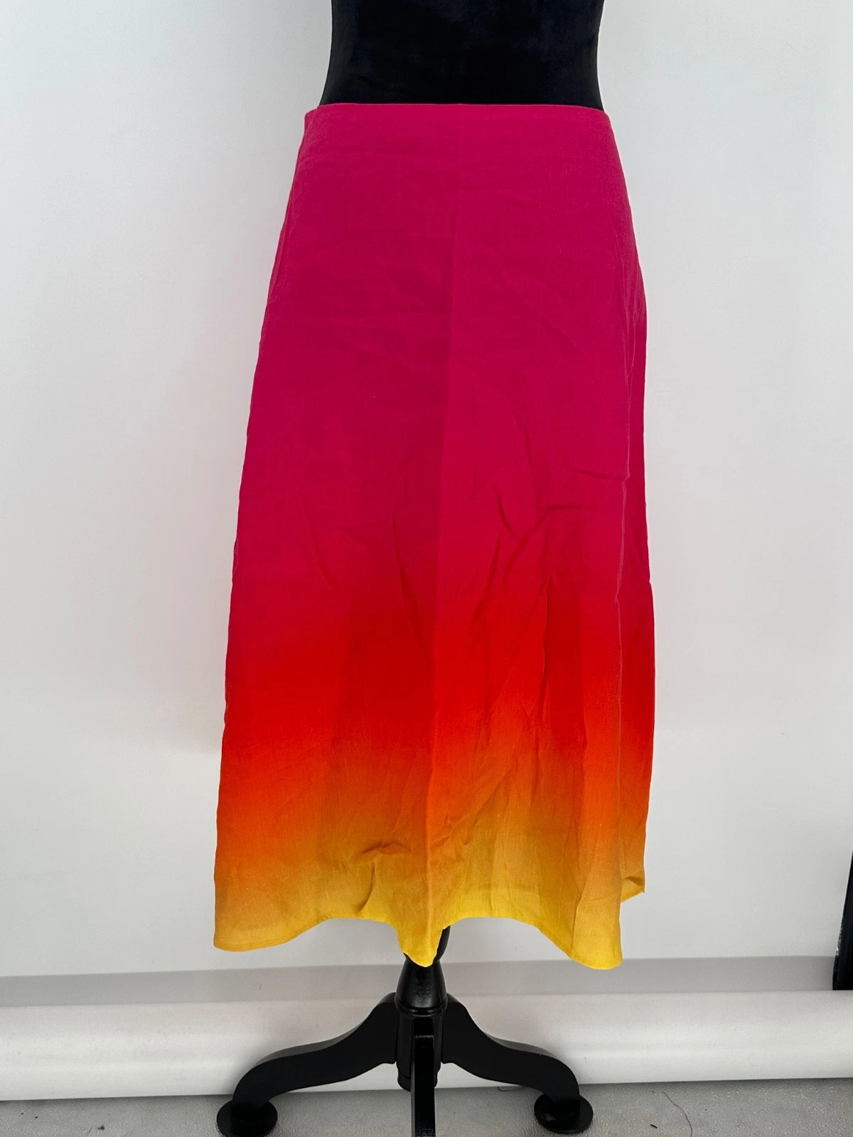 NWOT Lauren Ralph Lauren Women's 14 Multicolor Ombre Midi Linen Blend Skirt K8