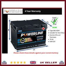 AGM Car Battery fits VOLVO C30 S60 XC40 C70 C40 V40 940 740 Stop Start