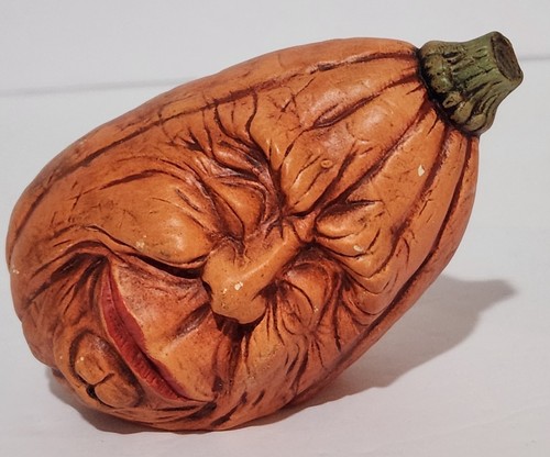 Vintage Pair Of Ugly Face Pumpkin Figurines - Ceramic - Picture 3 of 11